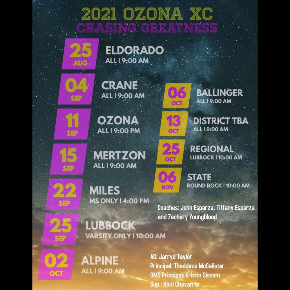 2021 XC Schedule